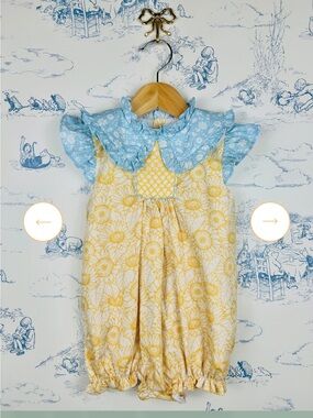 The Posh Piglet Sunflower 12m Bubble EUC Vintage Style Milestone Smock Smocked